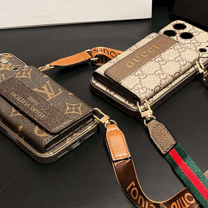Refined Gucci iPhone Case With Wallet And Crossbody Strap For iPhone 12-17