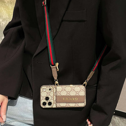 Refined Gucci iPhone Case With Wallet And Crossbody Strap For iPhone 12-17