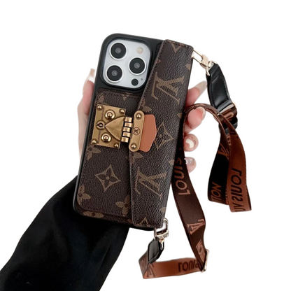 LUXURY LOCK CARD BAG CROSSBODY CHAIN IPHONE CASE Roxy New 2