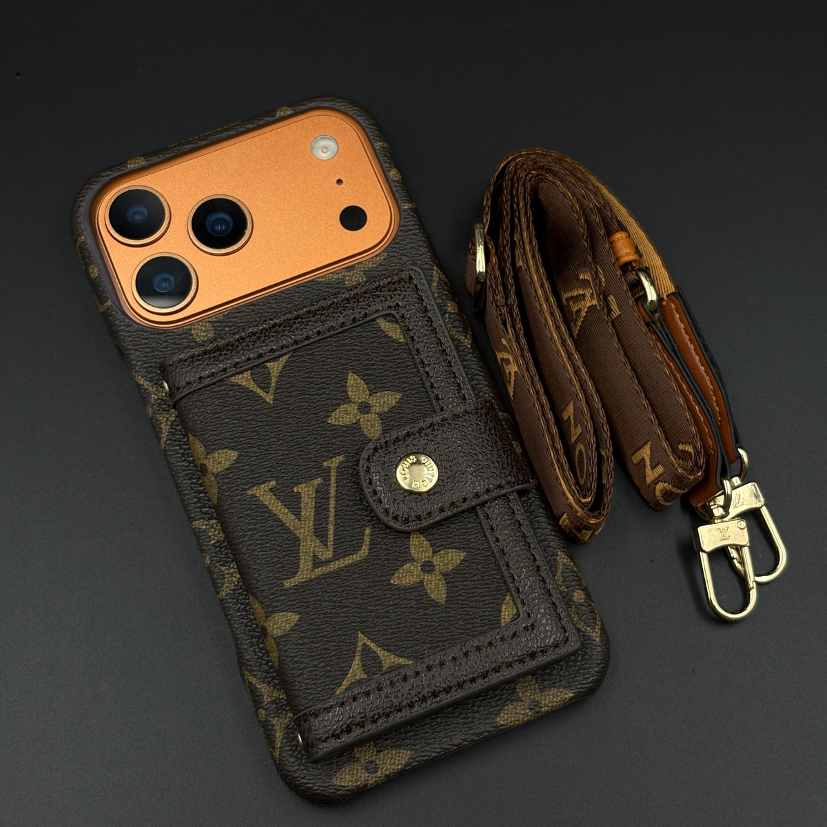 Luxury LV Leather Card Holder Phone Case For iPhone 12-18 Pro & Pro Max