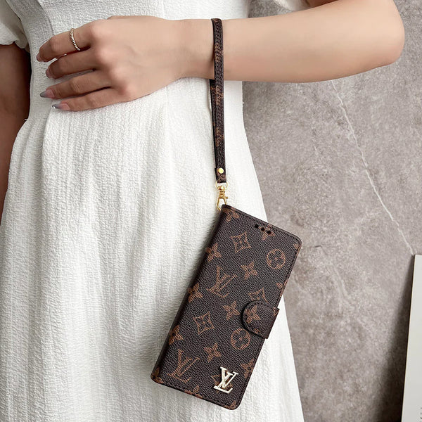 MONOGRAM CANVAS LEATHER WALLET SAMSUNG MOBILE PHONE CASE Roxy New
