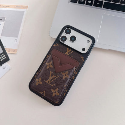 Brown Leather 2-in-1 Monogram iPhone Wallet Case