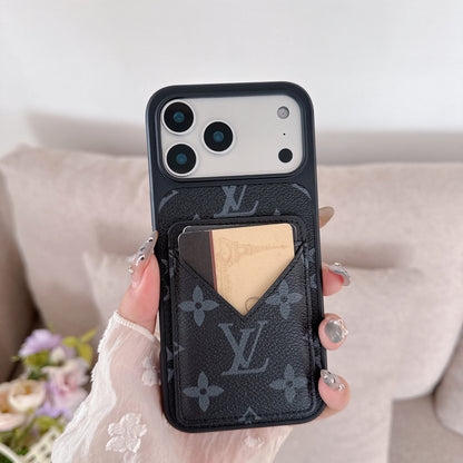 Brown Leather 2-in-1 Monogram iPhone Wallet Case