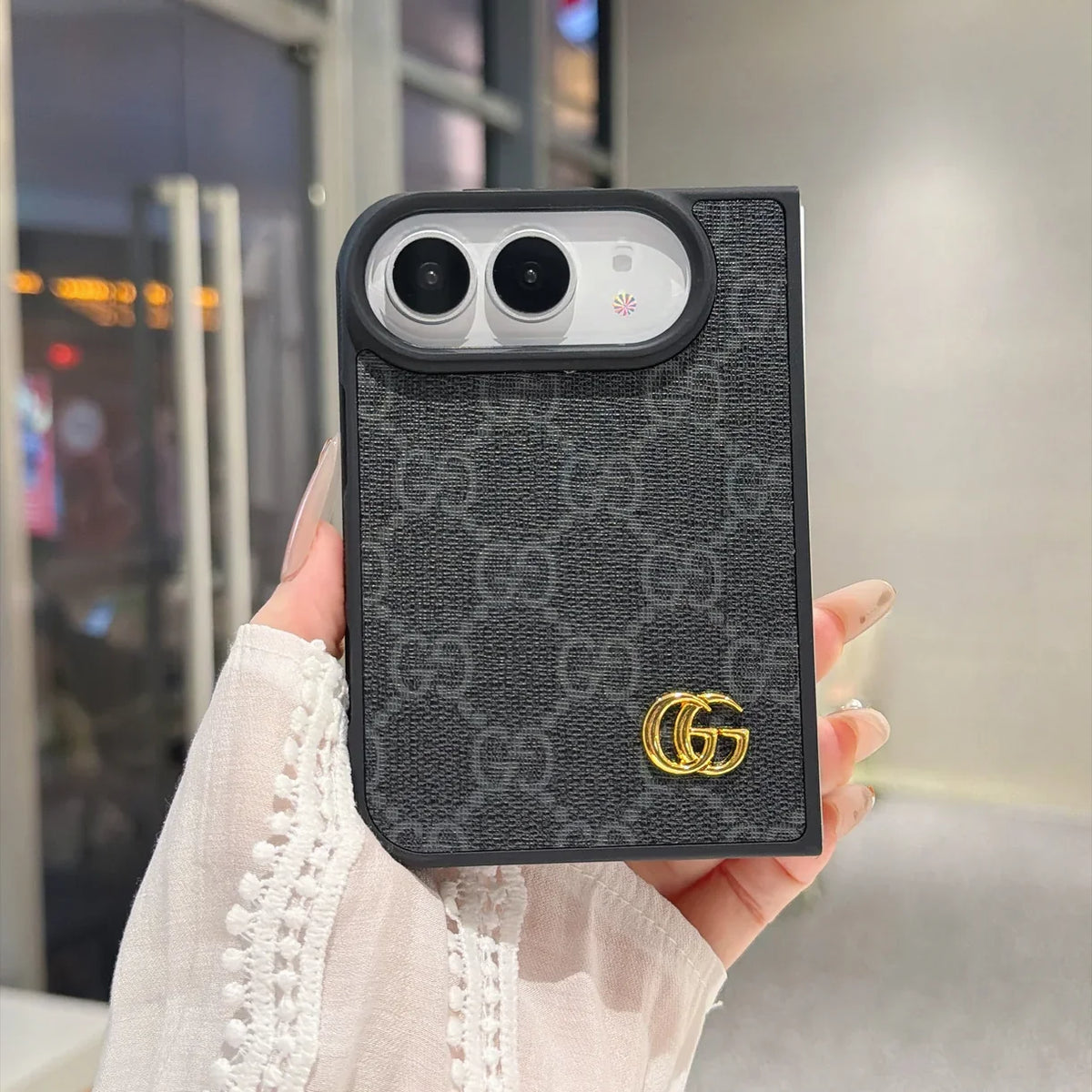 Luxury GG Supreme Monogram Canvas Case for iPhone Duo