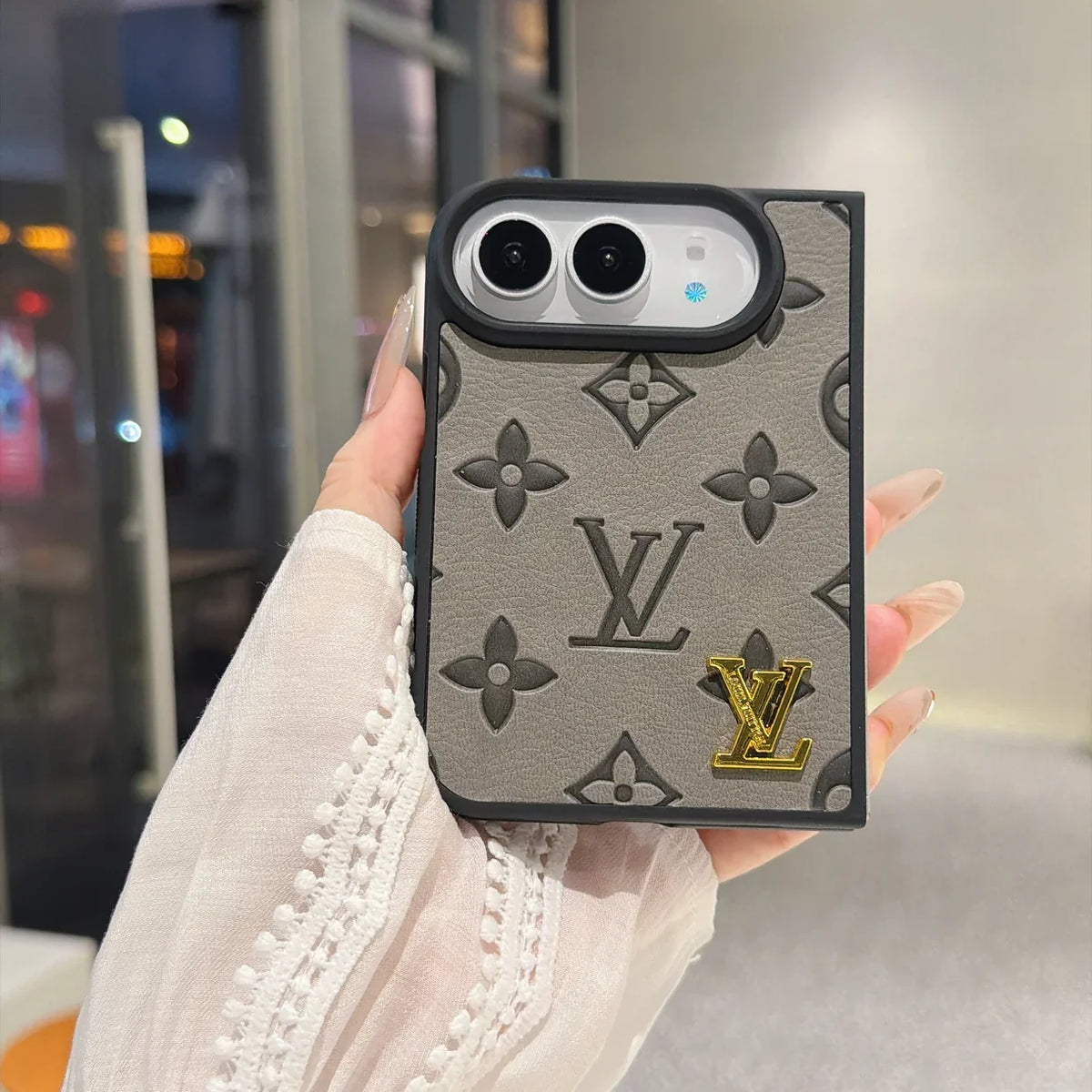 Luxury Louis Vuitton Embossed Floral Monogram Case for iPhone Duo