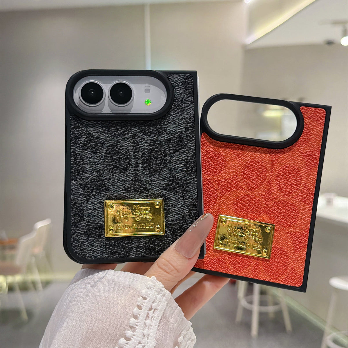 Luxury Premium CH Monogram Canvas Case for iPhone Duo