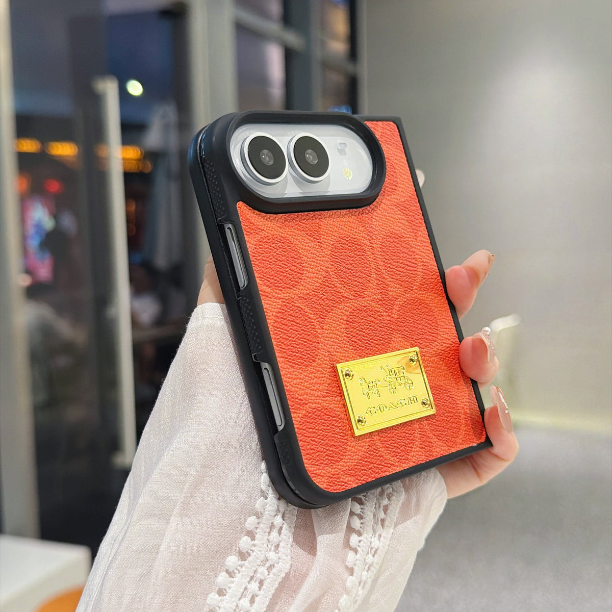 Luxury Premium CH Monogram Canvas Case for iPhone Duo