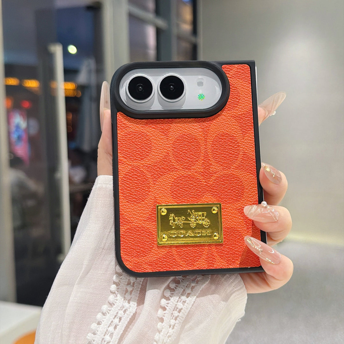 Luxury Premium CH Monogram Canvas Case for iPhone Duo