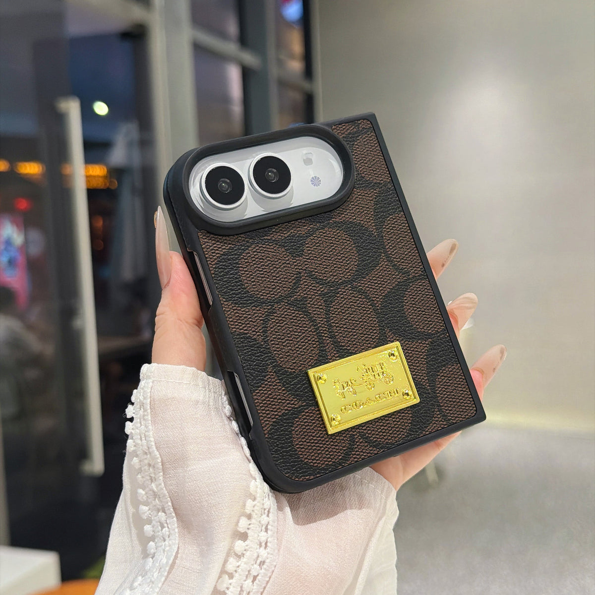 Luxury Premium CH Monogram Canvas Case for iPhone Duo