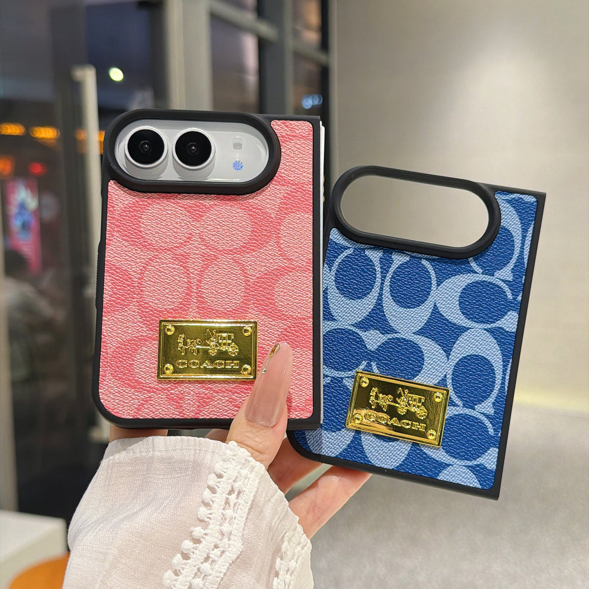 Luxury Premium CH Monogram Canvas Case for iPhone Duo