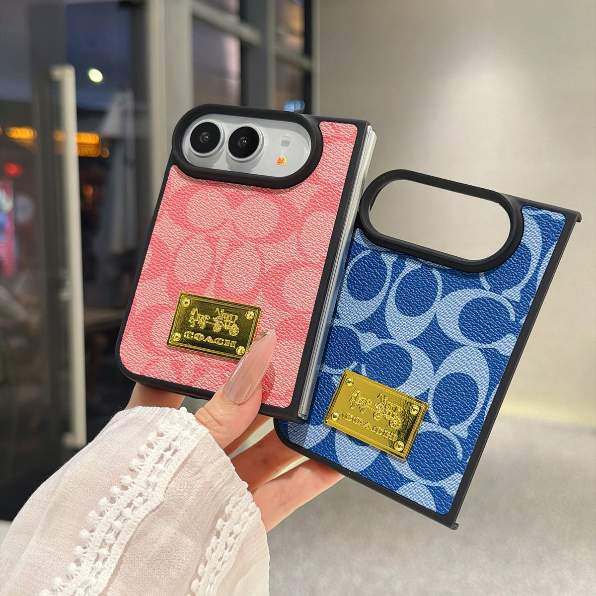 Luxury Premium CH Monogram Canvas Case for iPhone Duo