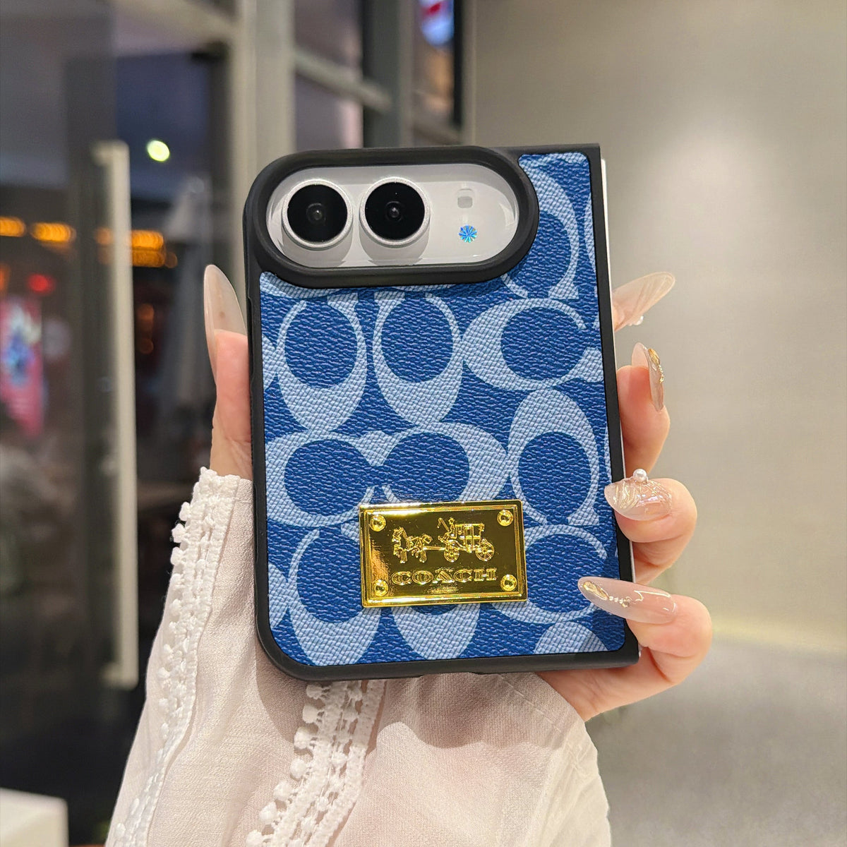 Luxury Premium CH Monogram Canvas Case for iPhone Duo