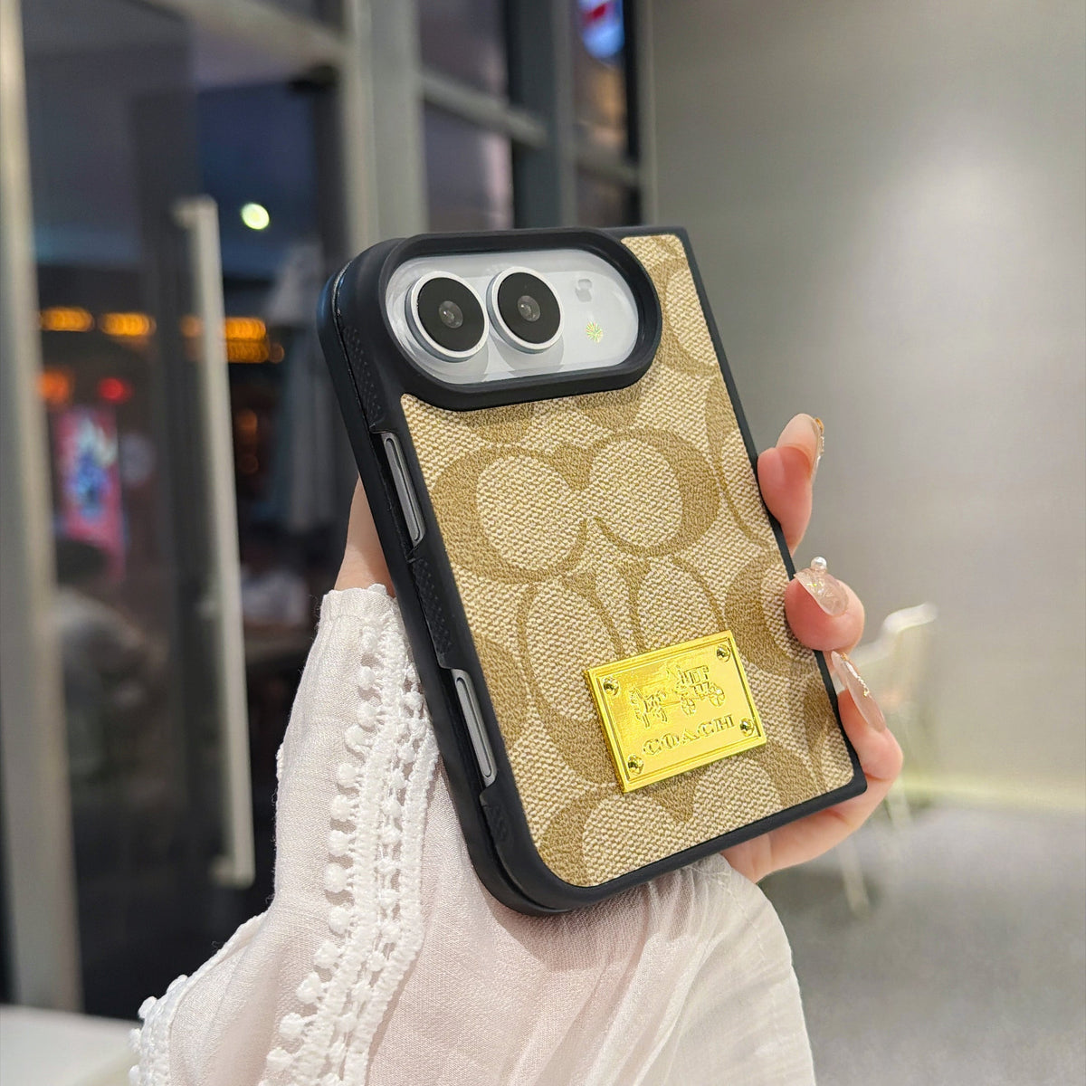 Luxury Premium CH Monogram Canvas Case for iPhone Duo