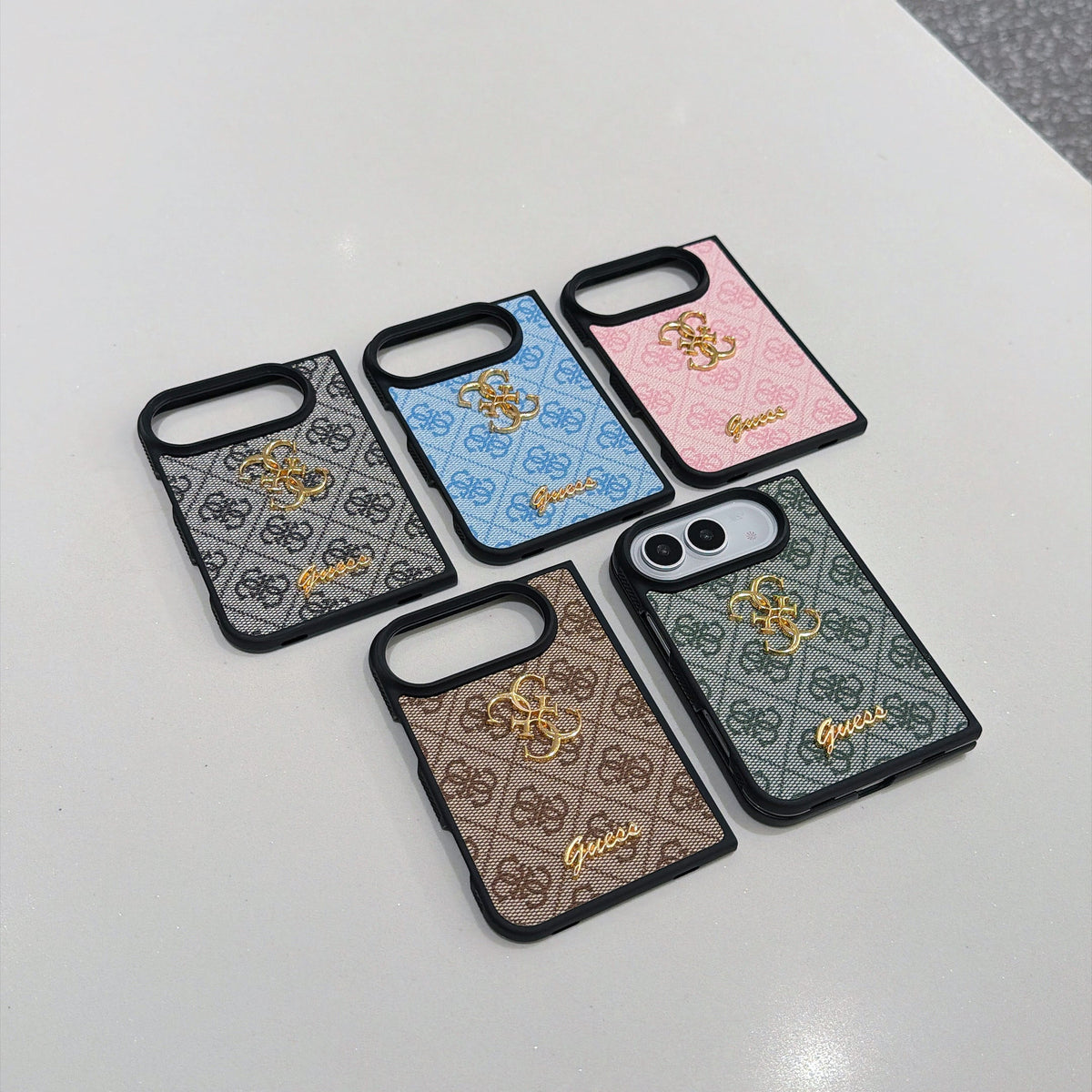 Luxury Guess Monogram Canvas Case for iPhone Duo