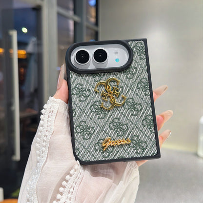 Luxury Guess Monogram Canvas Case for iPhone Duo