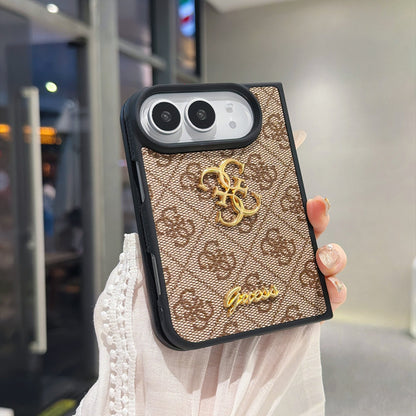 Luxury Guess Monogram Canvas Case for iPhone Duo