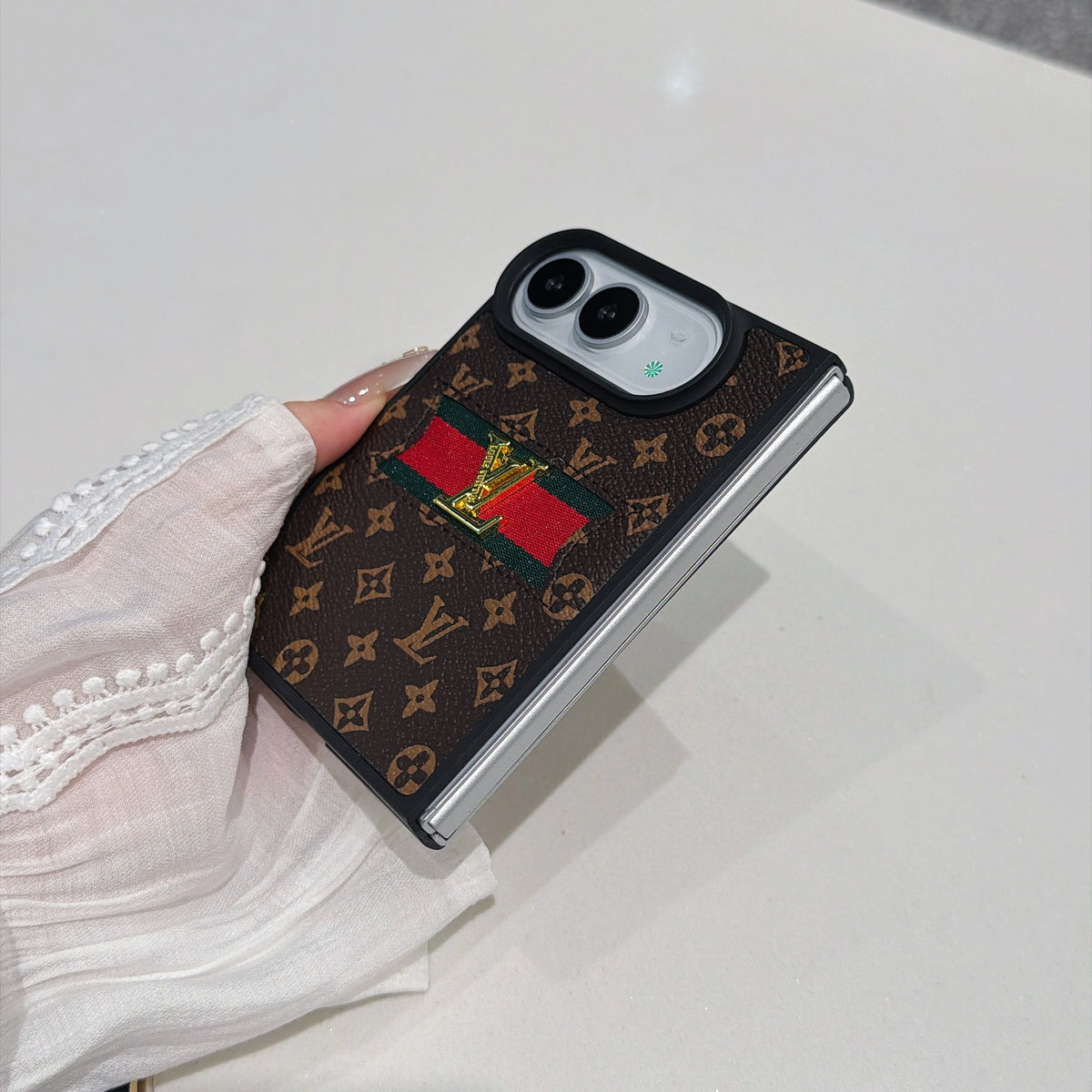 Classic Luxury LV Monogram Canvas Case for iPhone Duo