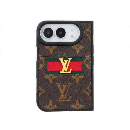 Classic Luxury LV Monogram Canvas Case for iPhone Duo