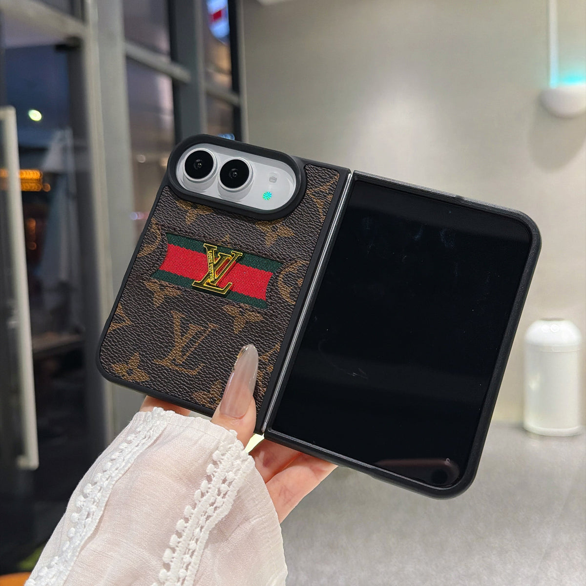 Classic Luxury LV Monogram Canvas Case for iPhone Duo