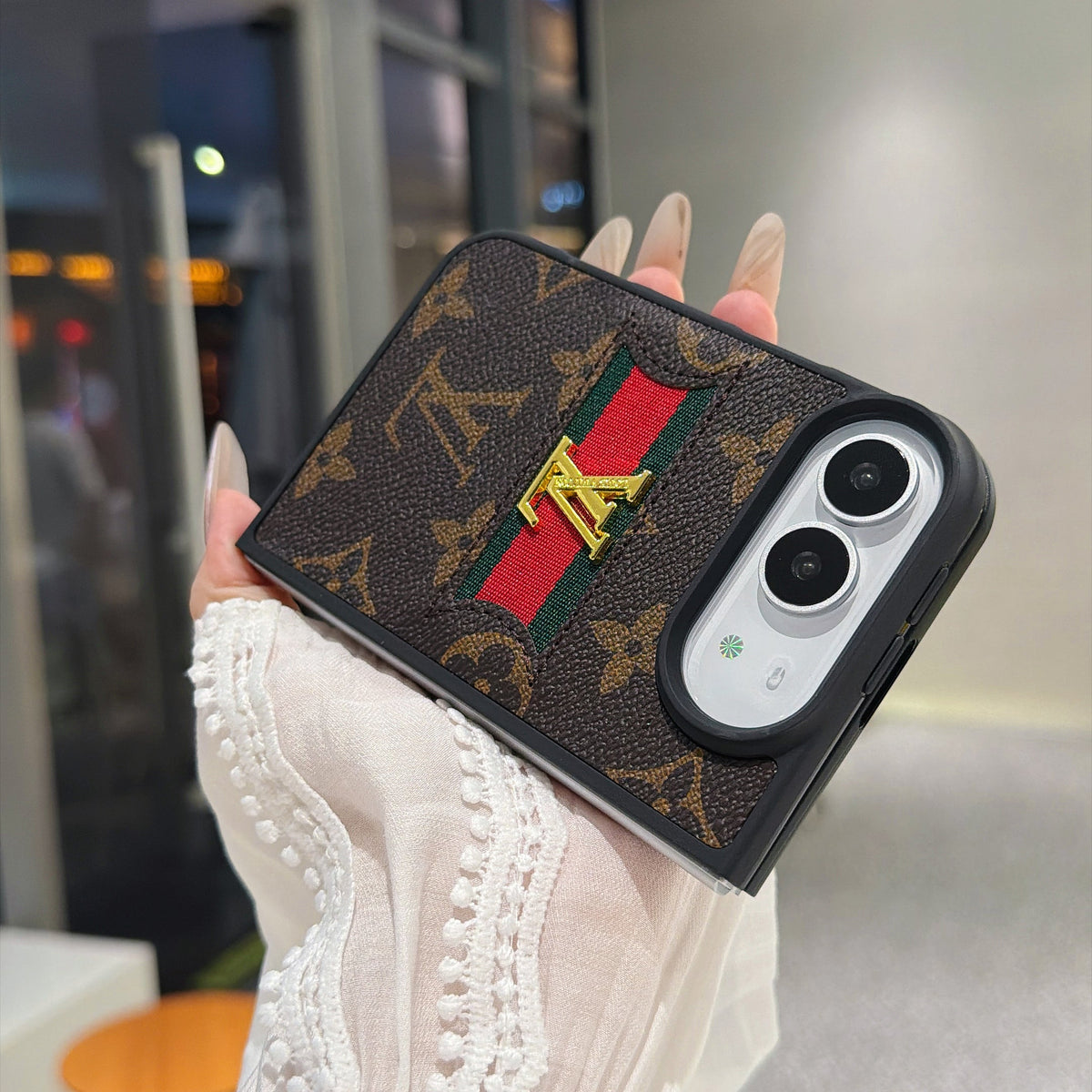 Classic Luxury LV Monogram Canvas Case for iPhone Duo