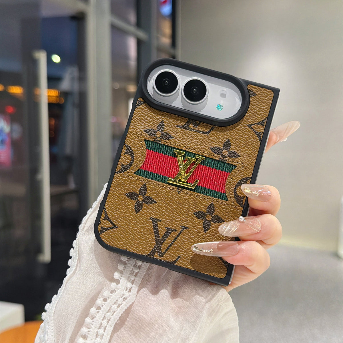Classic Luxury LV Monogram Canvas Case for iPhone Duo