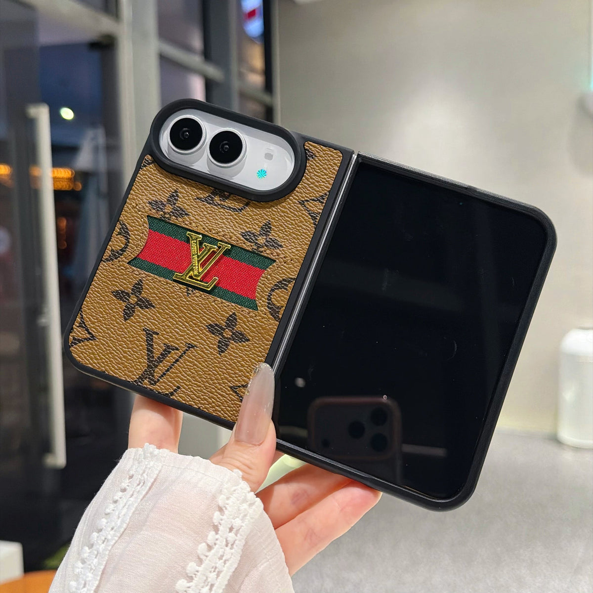 Classic Luxury LV Monogram Canvas Case for iPhone Duo