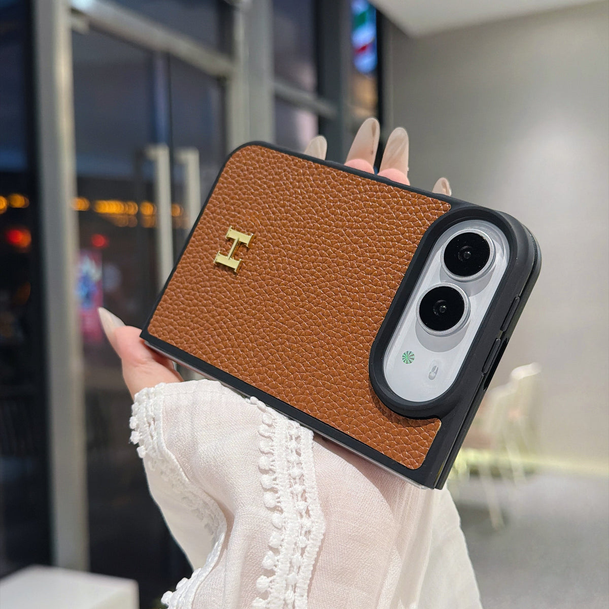Classic HERMES Monogram Canvas Case for iPhone Duo