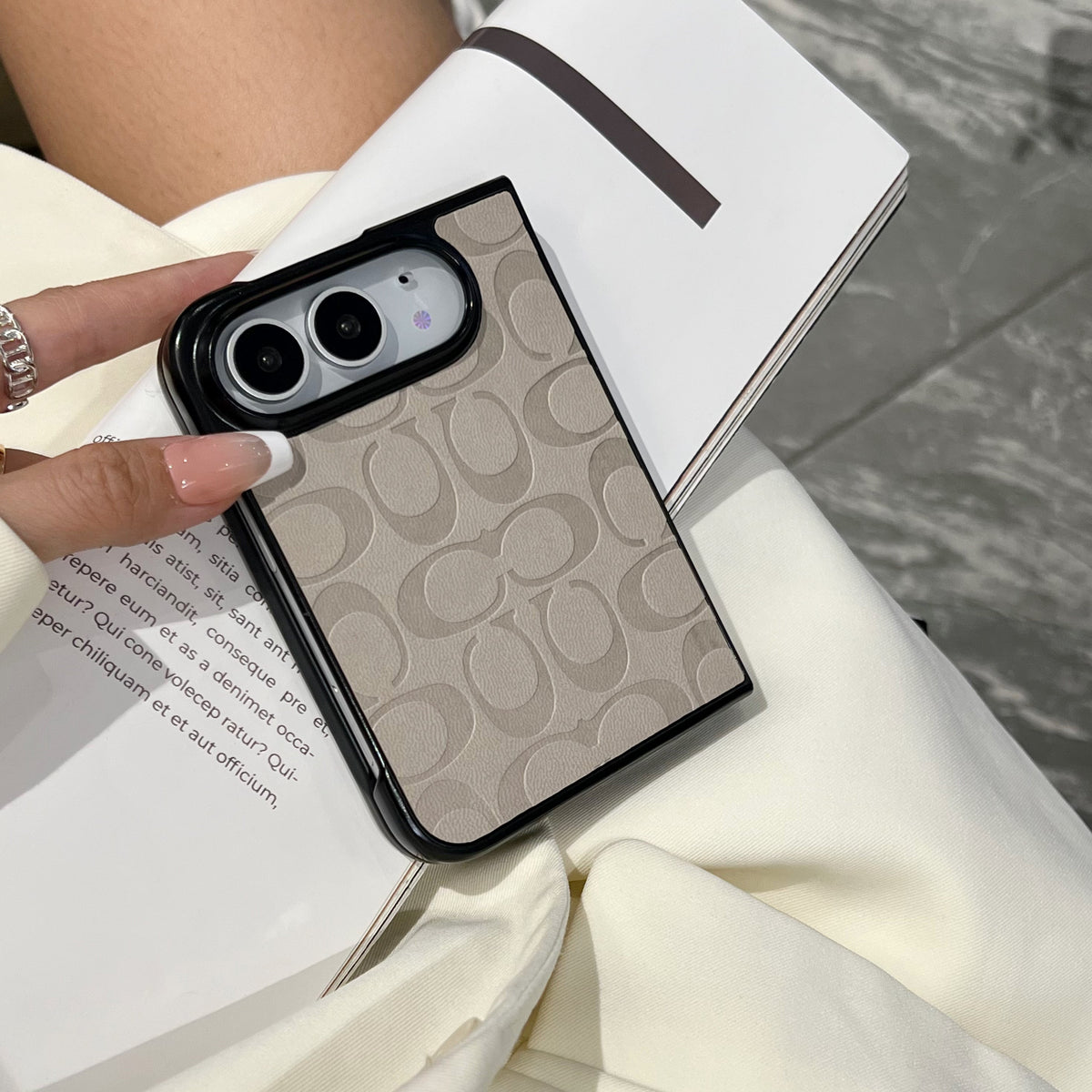 Luxury CH Monogram Canvas Case for iPhone Duo