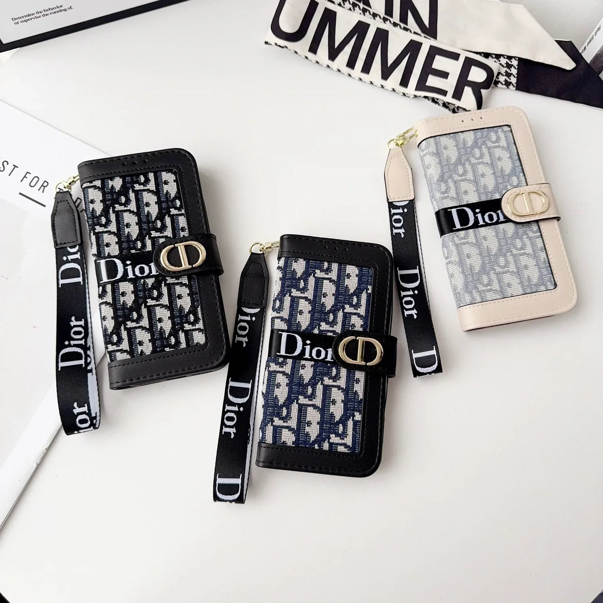 Dior iPhone Case With Card Holder And Wrist Strap