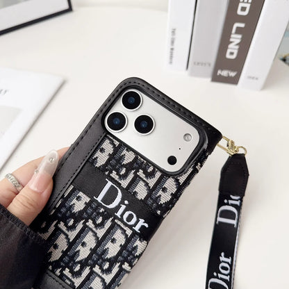 Dior iPhone Case With Card Holder And Wrist Strap