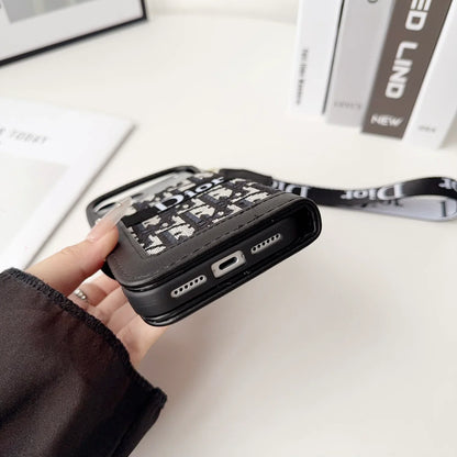 Dior iPhone Case With Card Holder And Wrist Strap