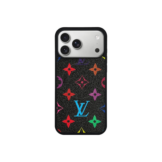 LV Black Multi-Color Monogram MagSafe Case for iPhone 12-17 Series