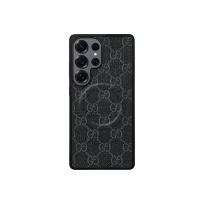 Luxury Monogram Canvas Black Case for Samsung S22-S26 Series