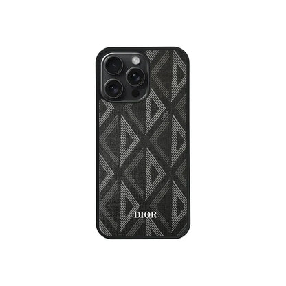 Luxury Woven Monogram & Geometric Slim Case for iPhone 12-17 Series