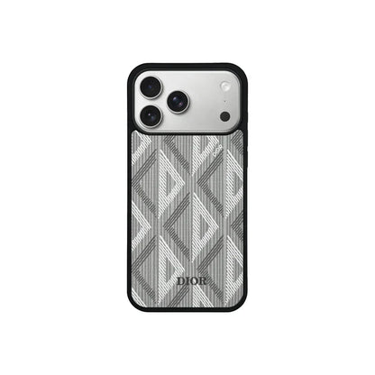 Luxury Woven Monogram & Geometric Slim Case for iPhone 12-18 Pro & Pro Max