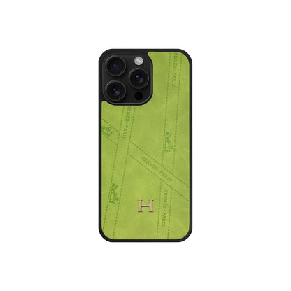 Premium Leather Hermes Style Case with Metal H-Logo for iPhone 12 - 17 Series