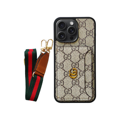 Lv Monogram Phone Case with Strap For iPhone 12-18 Pro & Pro Max