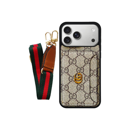 Lv Monogram Phone Case with Strap For iPhone 12-18 Pro & Pro Max
