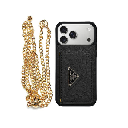 Luxury Phone Case Logo Card Holder & Lanyard For iPhone 12-17