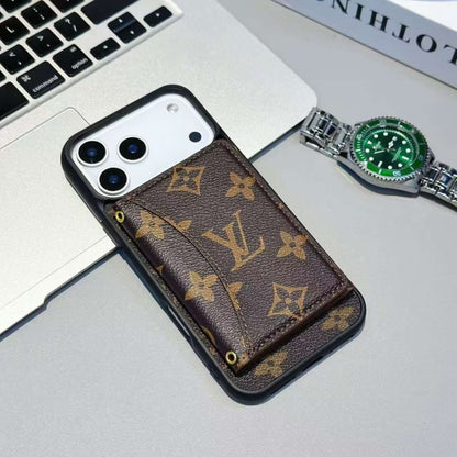 Luxury Card Holder Wallet LV Style Phone Case for iPhone 12-18 Pro & Pro Max