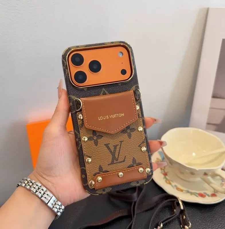 Luxury LV Phone Case with Strap For iPhone 17/ 16/ 15/ 14