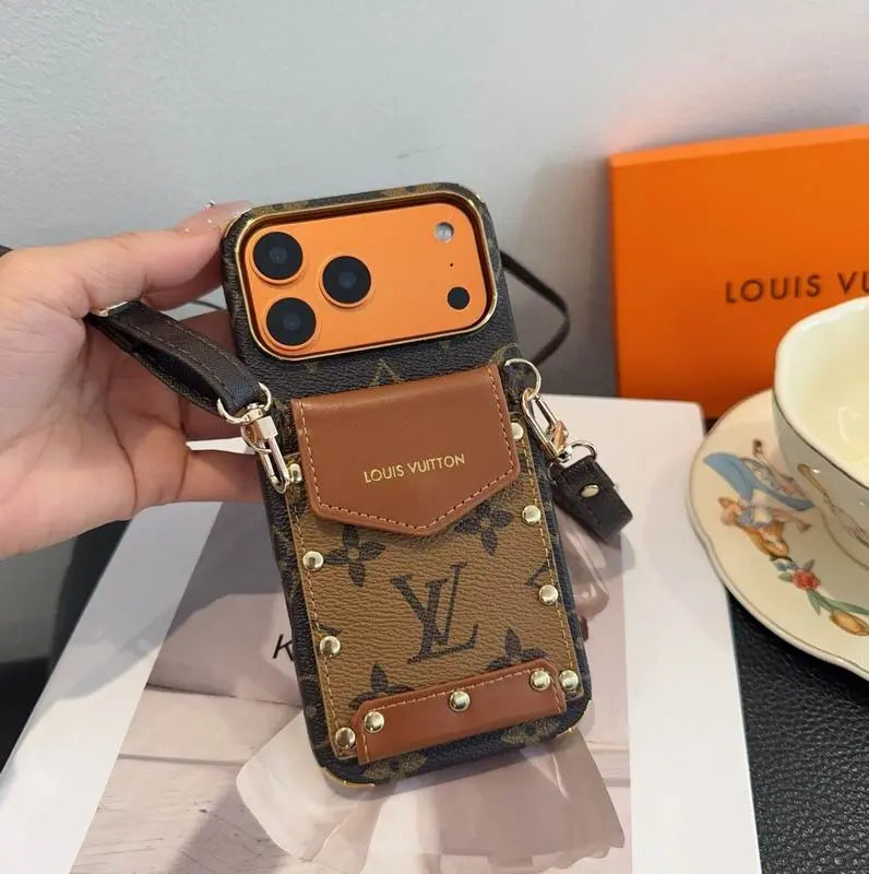 Luxury LV Phone Case with Strap For iPhone 12-18 Pro & Pro Max