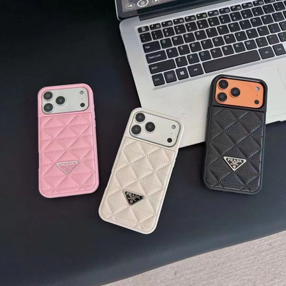 Prada Triangle Quilted Leather Case for iPhone 13-18 Pro & Pro Max