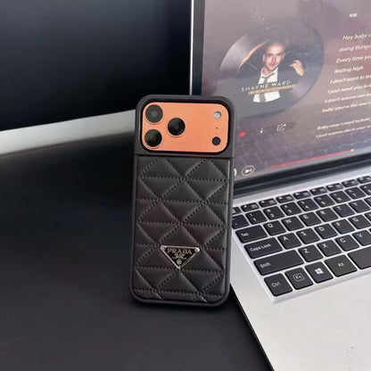 Prada Triangle Quilted Leather Case for iPhone 13-18 Pro & Pro Max