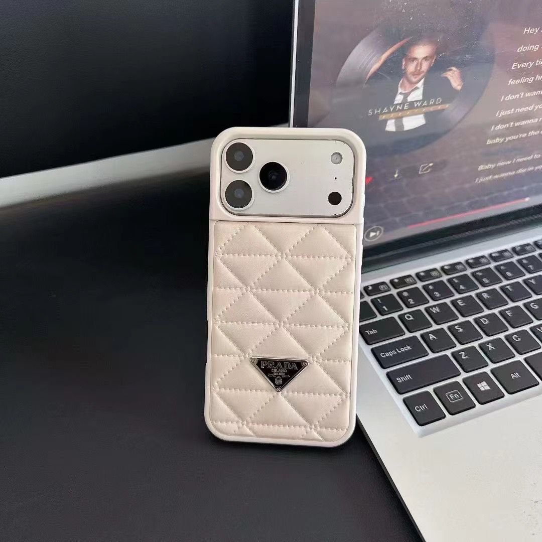 Prada Triangle Quilted Leather Case for iPhone 13-18 Pro & Pro Max