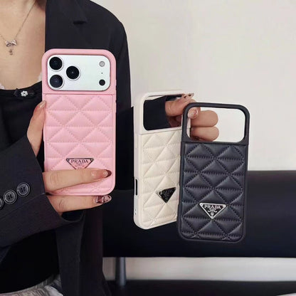 Prada Triangle Quilted Leather Case for iPhone 13-18 Pro & Pro Max