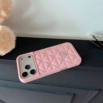 Prada Triangle Quilted Leather Case for iPhone 13-18 Pro & Pro Max