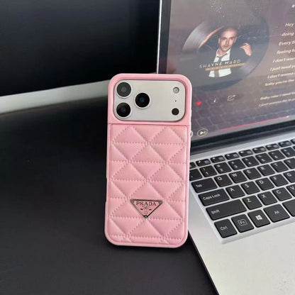 Prada Triangle Quilted Leather Case for iPhone 13-18 Pro & Pro Max