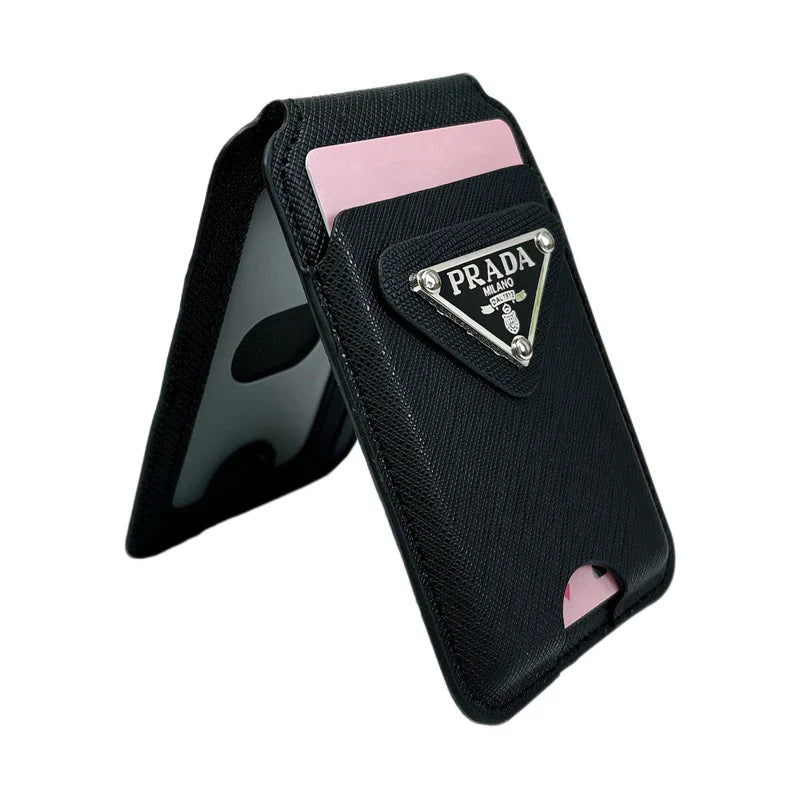 Magnetic Leather Wallet Stand with Card Slot for MagSafe