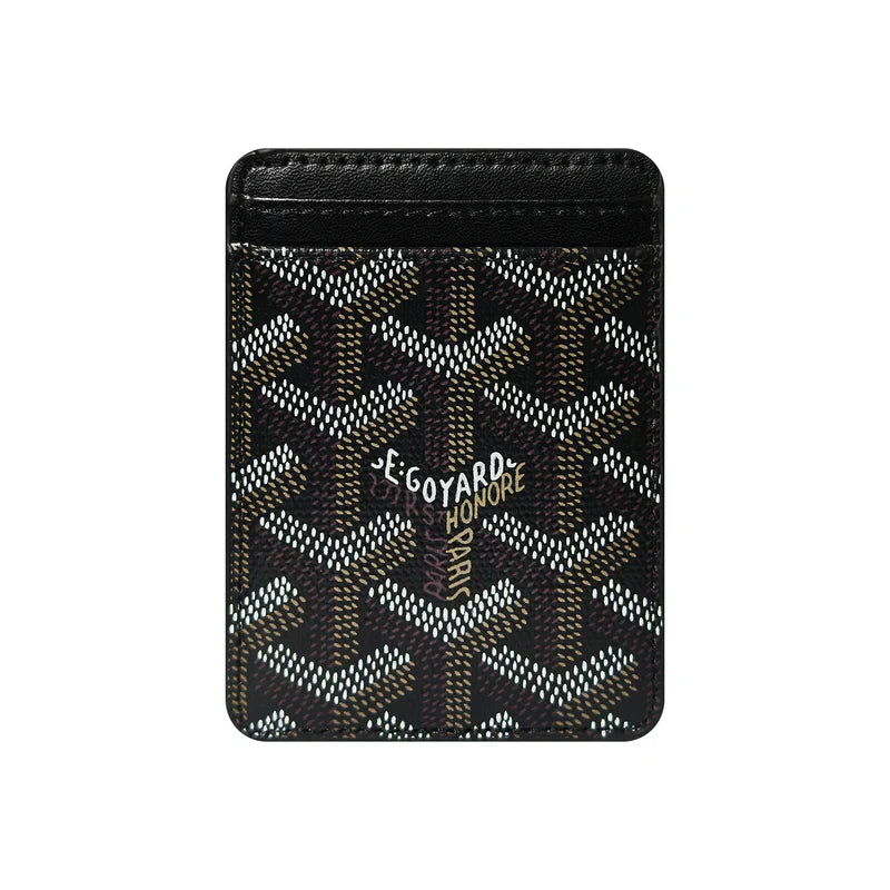 Premium Classic Black magnetic MagSafe card holder with a luxurious geometric pattern